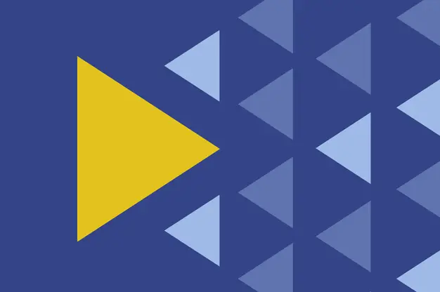 a big yellow triangle contrasting several smaller blue triangles